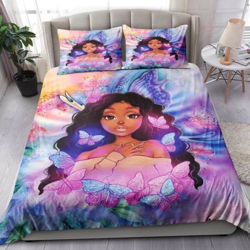 Butterfly African Girl 3D Bedding Set