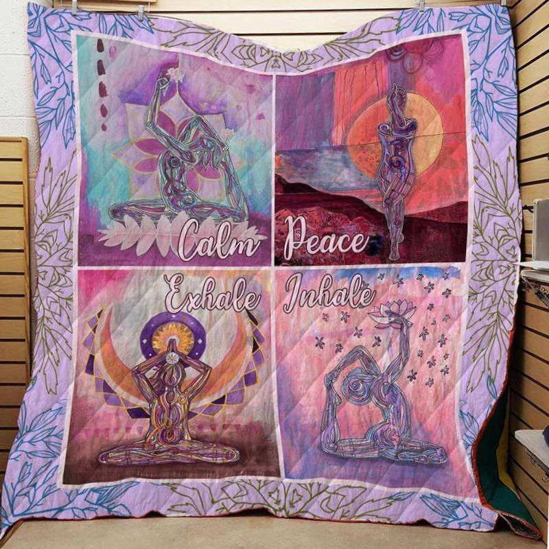 Calm Peace Exhale Inhale Yoga 3D Quilt Blanket