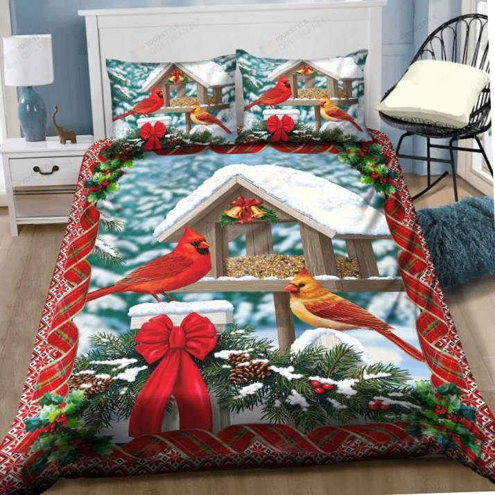 Cardinal In Winter Christmas 3D Bedding Set