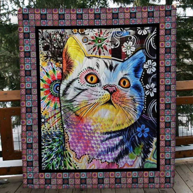 Cat 3D Quilt Blanket