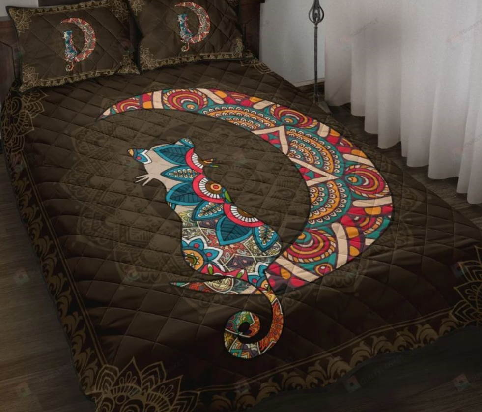 Cat And Moon Mandala 3D Bedding Set