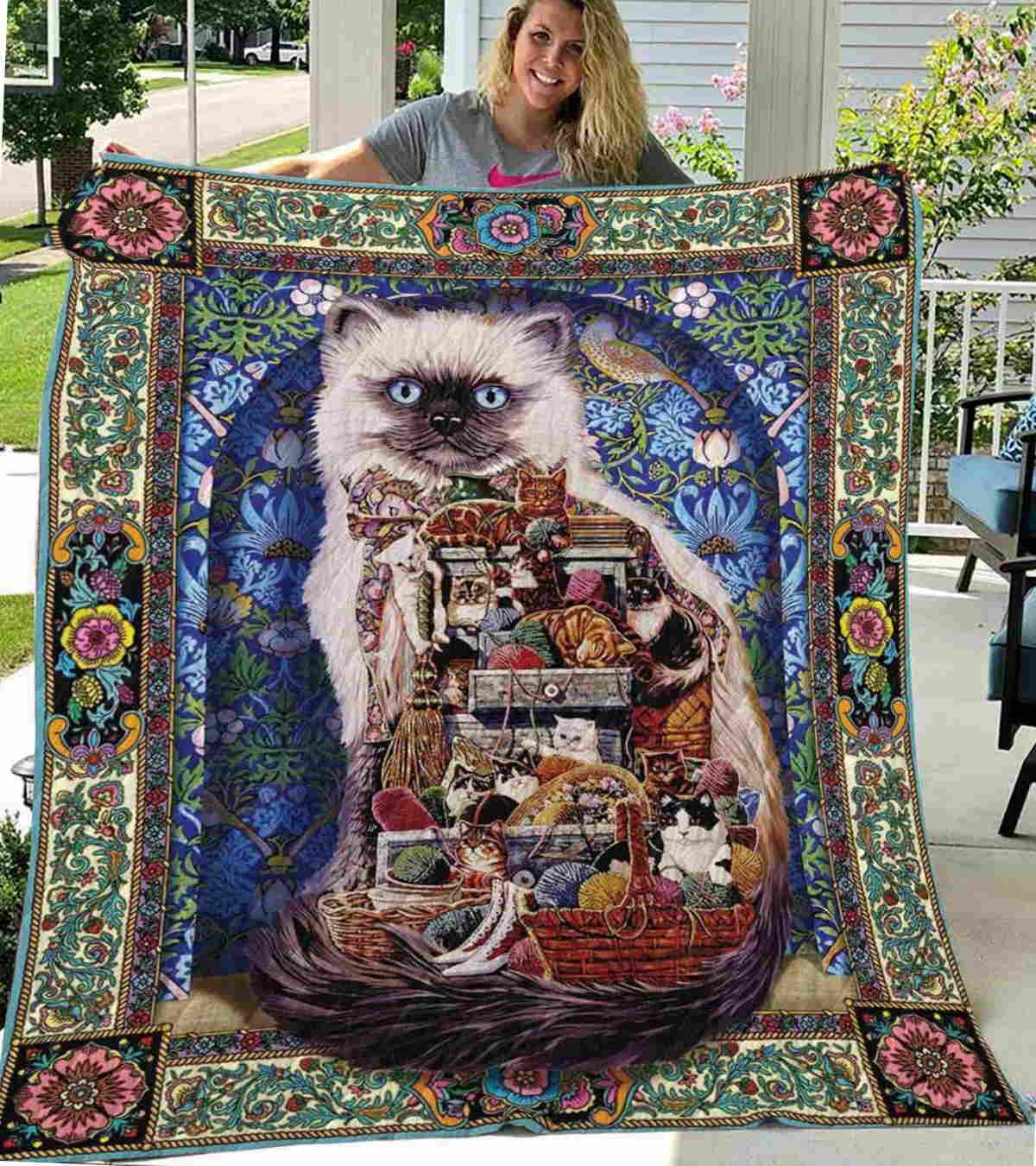 Cat Fell In Love Easy All Over Print Quilt Blanket