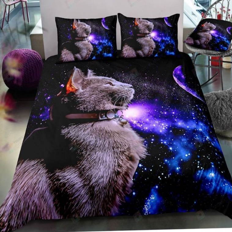 Cat In Galaxy Space 3D Bedding Set