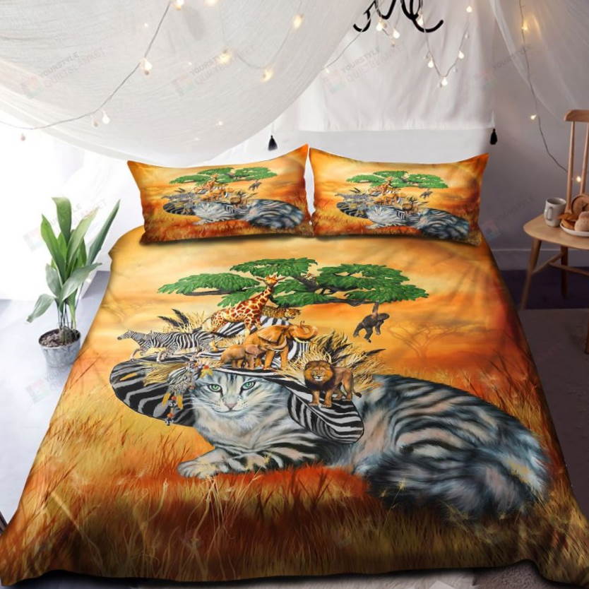 Cat In Safari Hat 3D Bedding Set