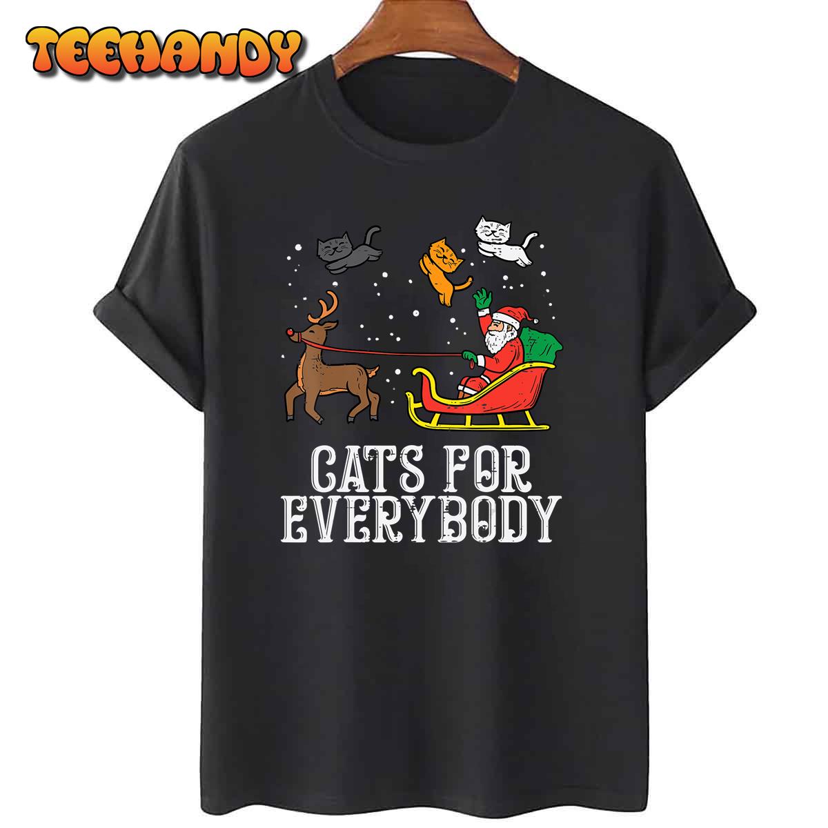 Cats For Everybody Christmas Cat Funny Xmas Women Santa T-Shirt