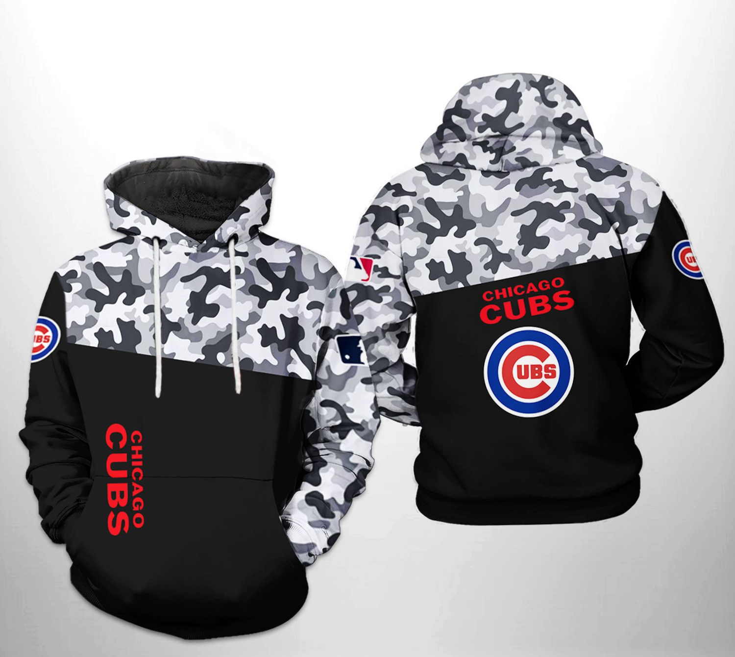 Chicago Cubs MLB Camo Veteran 3D Hoodie