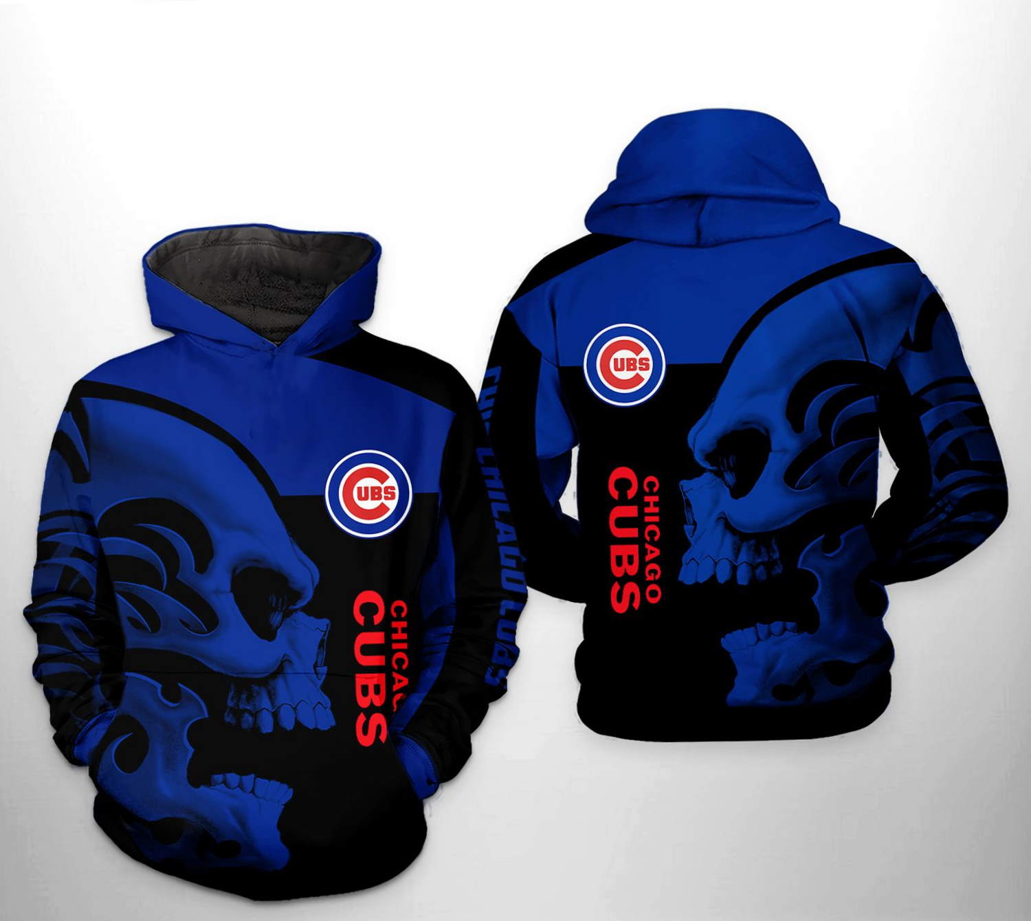 Chicago Cubs MLB Skull 3D Hoodie