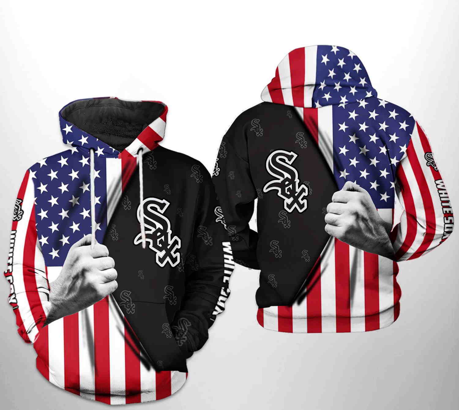 Chicago White Sox MLB US Flag 3D Hoodie