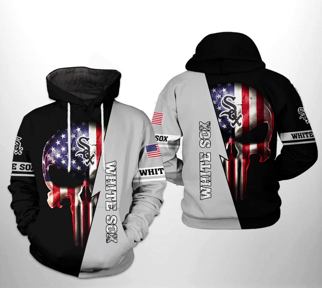 Chicago White Sox MLB US Flag Skull 3D Hoodie