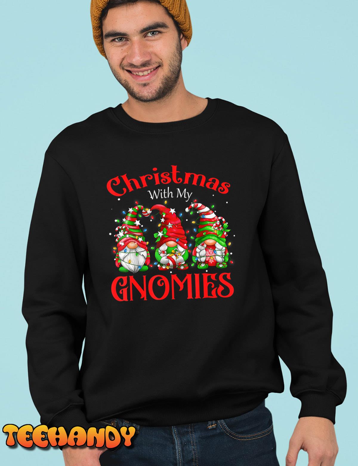 Christmas With My Gnomies Family Matching Xmas Pajamas Gnome T-Shirt