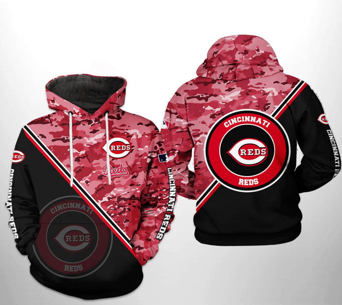 Cincinnati Reds MLB Camo Team 3D Hoodie