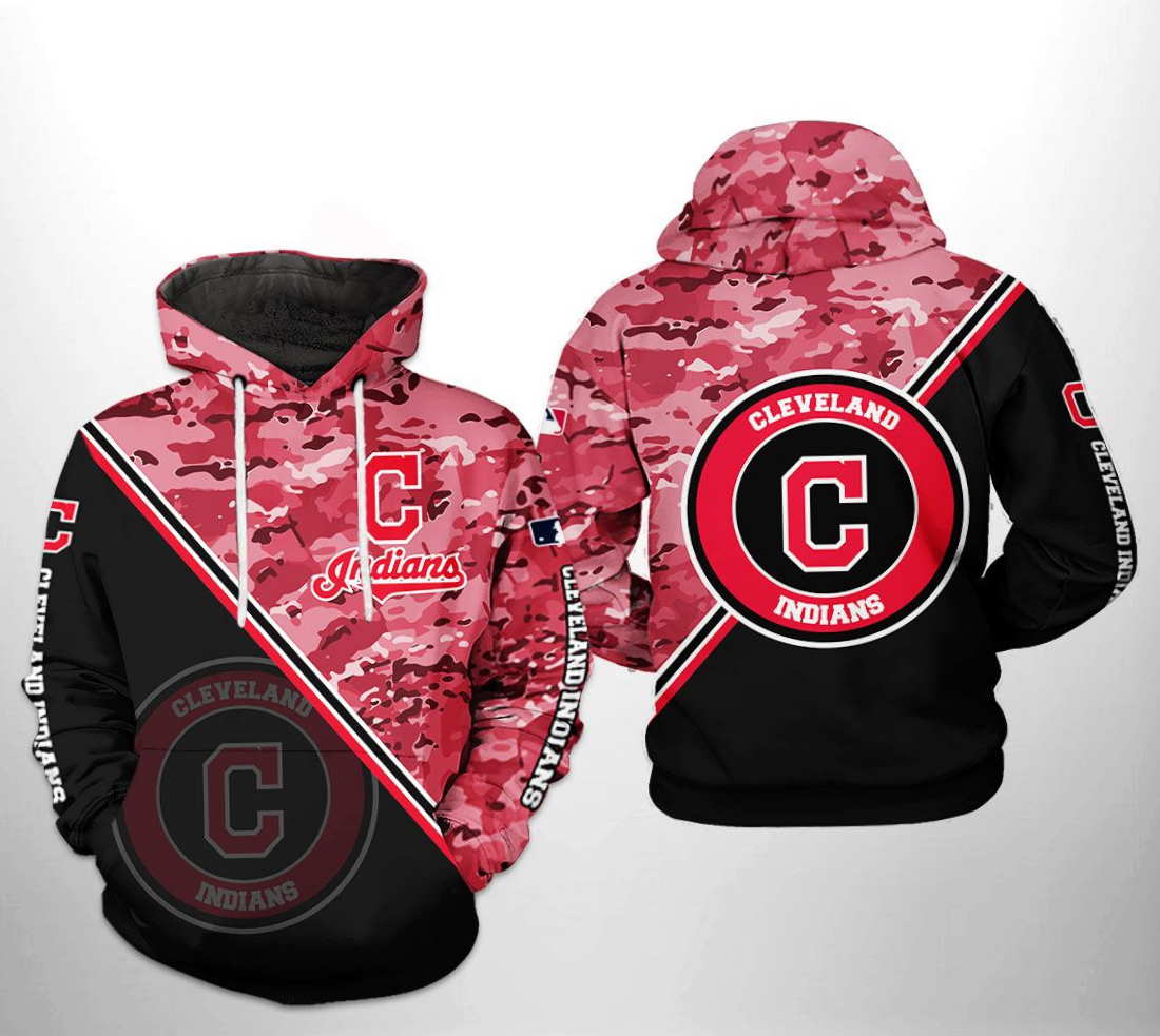 Cleveland Indians MLB Camo Team 3D Hoodie