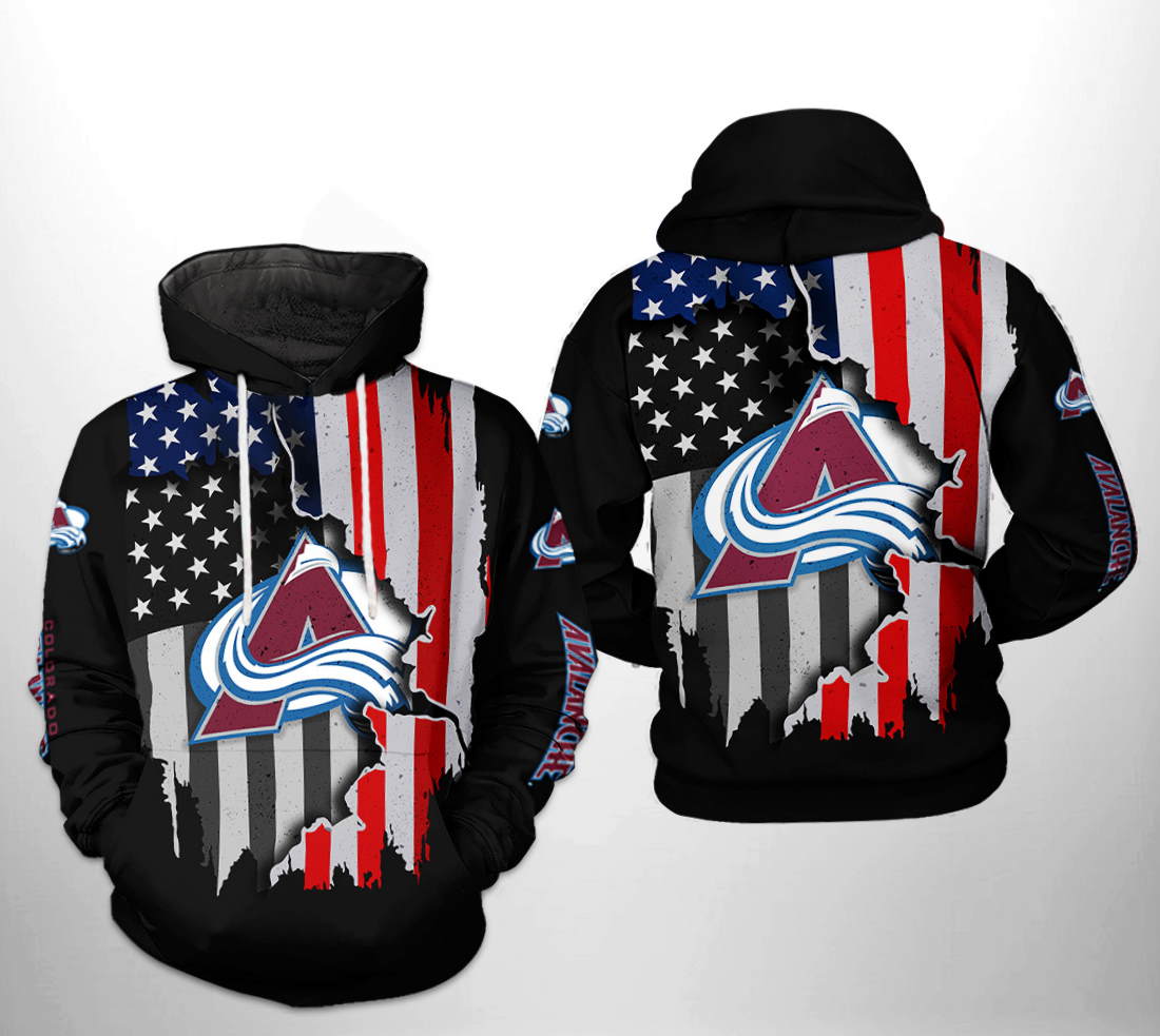 Colorado Avalanche NHL US FLag Team 3D Hoodie