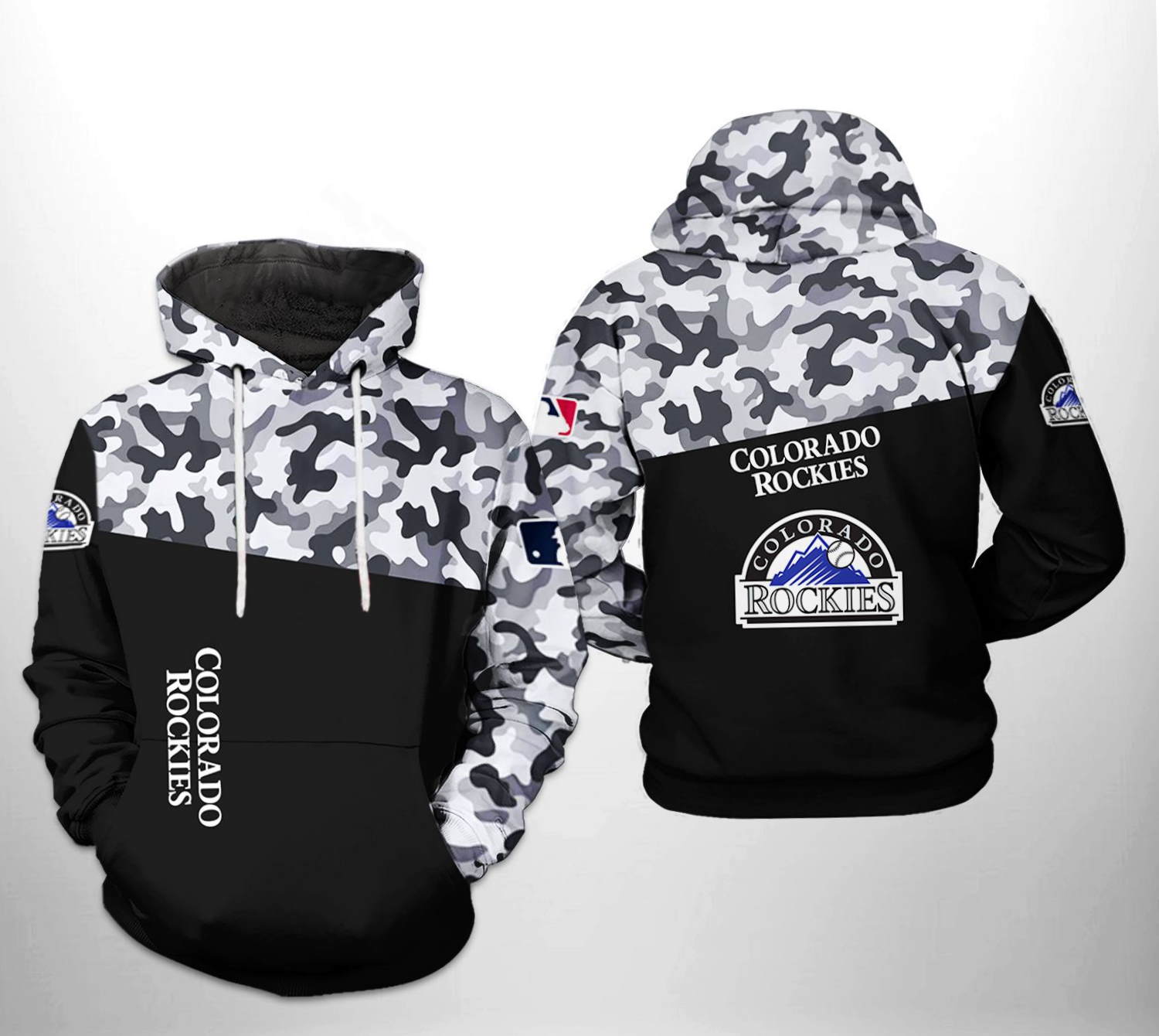 Colorado Rockies MLB Camo Veteran 3D Hoodie