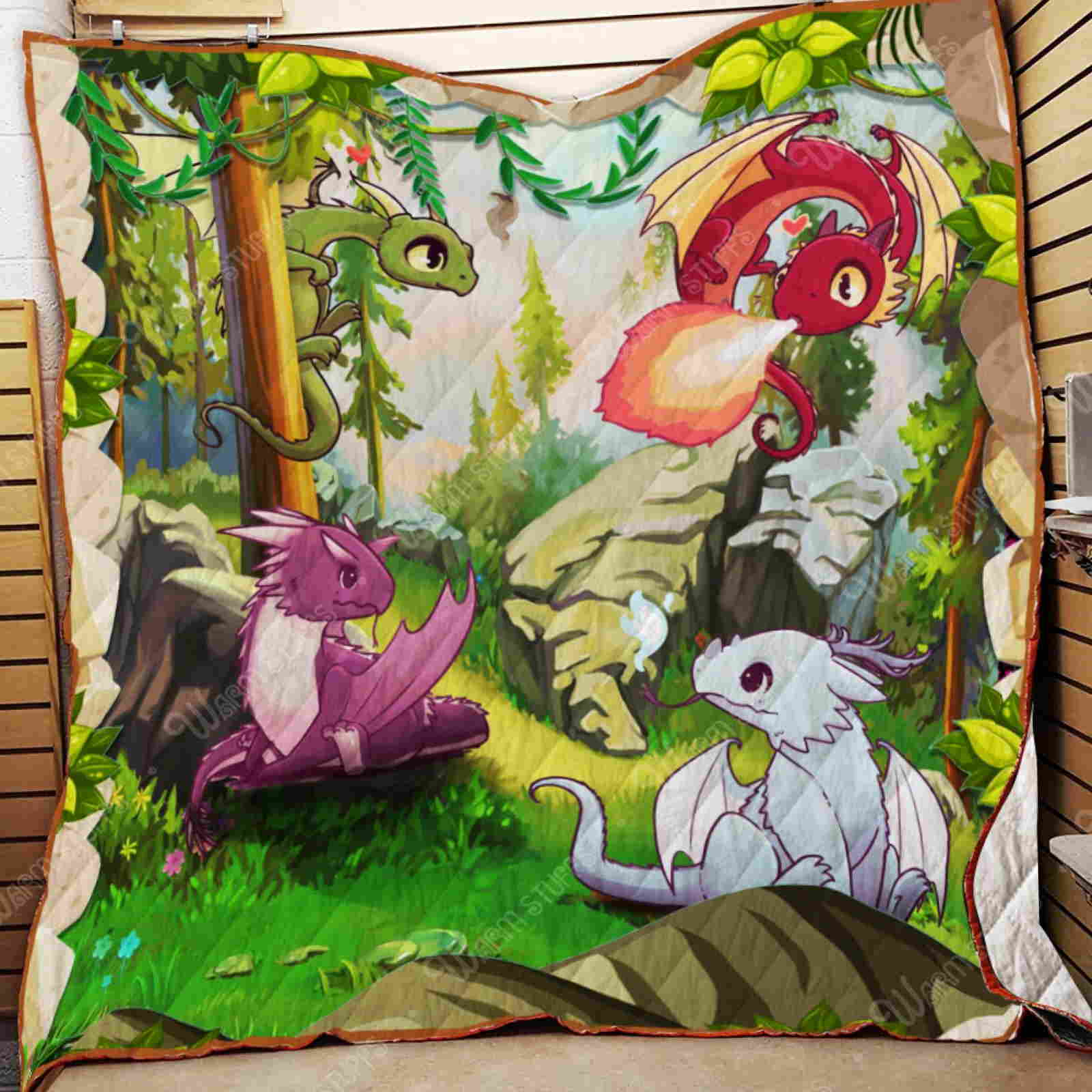 Cute Dragon 3D Quilt Blanket