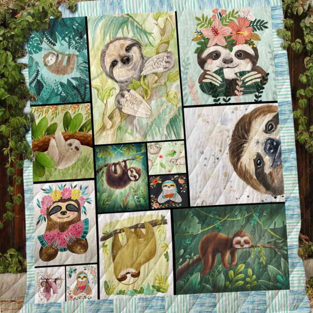 Cute Sloths All Over Print Quilt Blanket