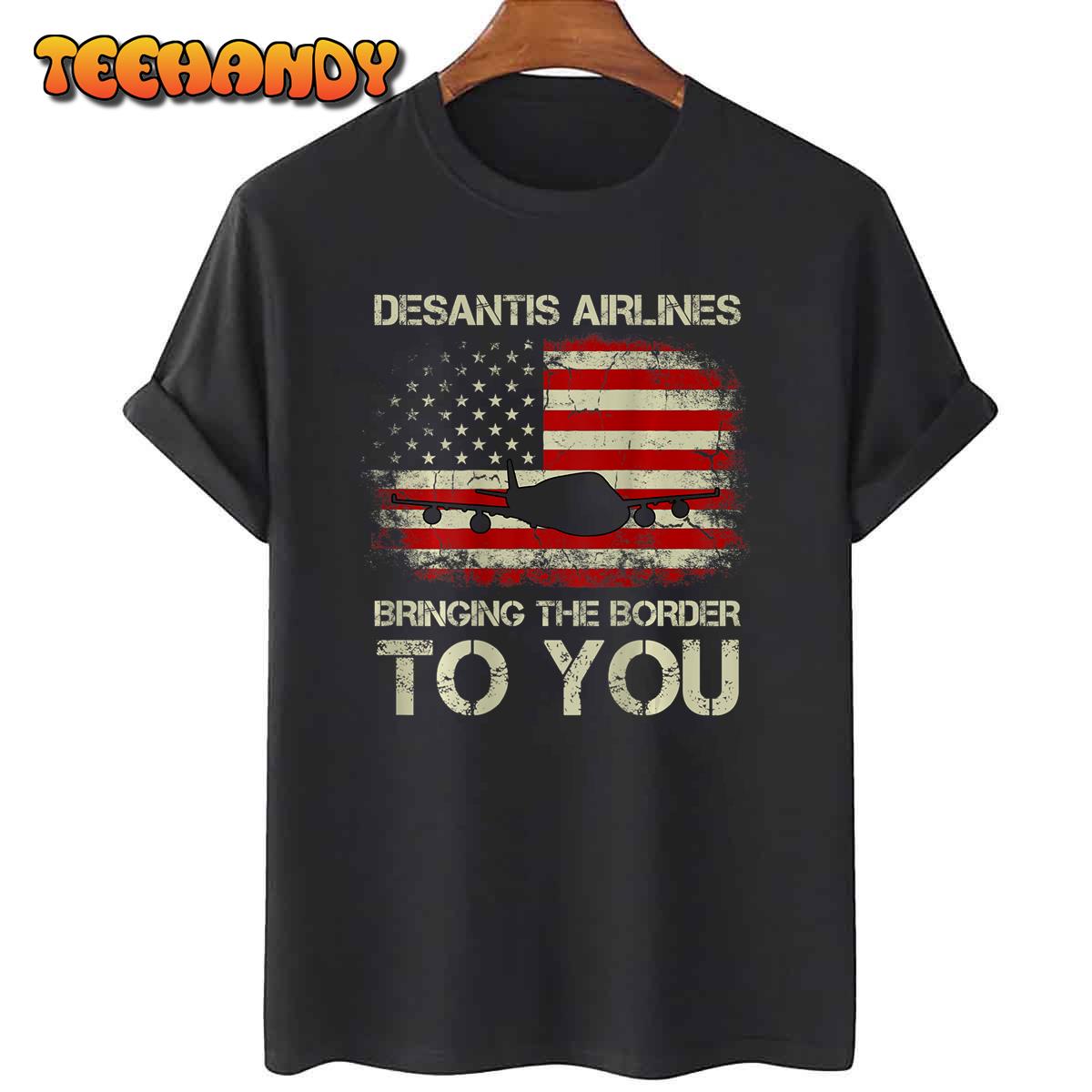 Desantis Airlines Bringing the Border to You Retro On Back T-Shirt
