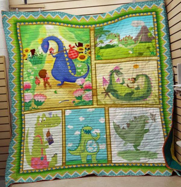 Dinosaur Cartoon 3D Quilt Blanket