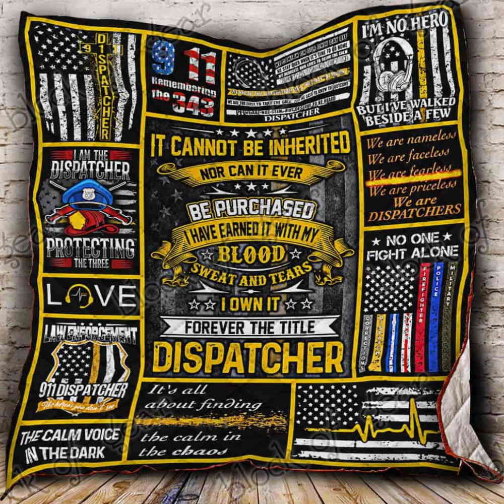 Dispatcher Thin Gold Line All Over Print Quilt Blanket