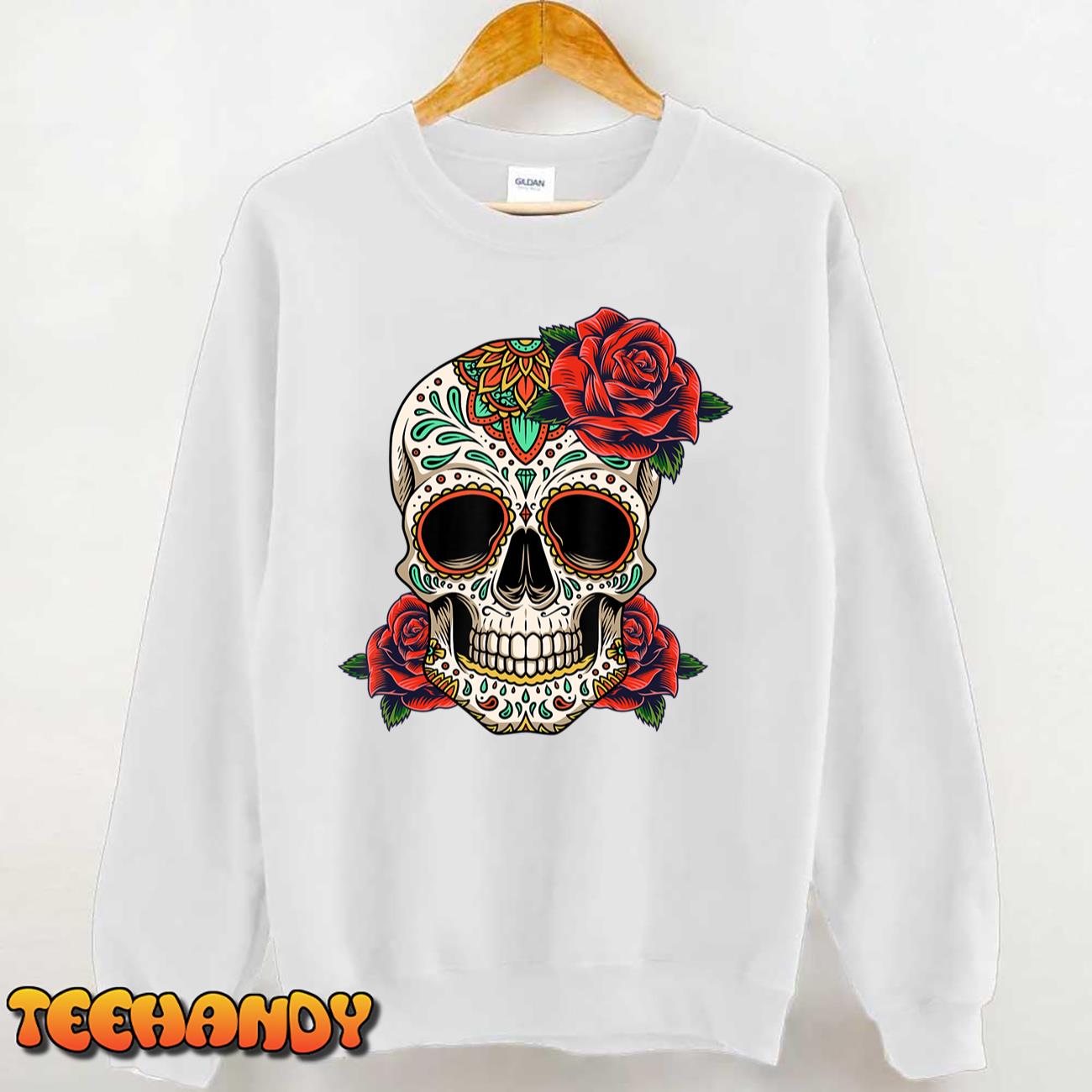 Floral Sugar Skull Day of Dead Dia de Los Muertos Women T-Shirt