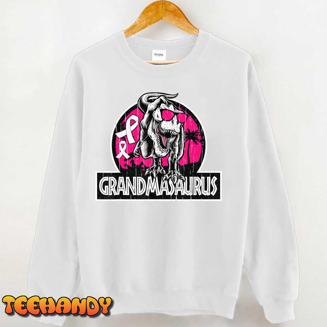 Grandma-Saurus Breast Cancer Awareness Cool T-Rex Warrior T-Shirt