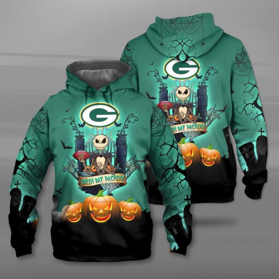 Green Bay Packers Halloween 3D Hoodie Zipper Hoodie