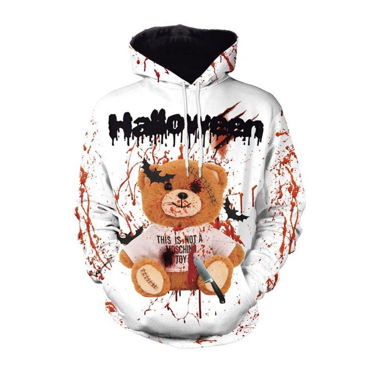 Halloween Bloody Bear 3D Prined Hoodie Zipper Hoodie