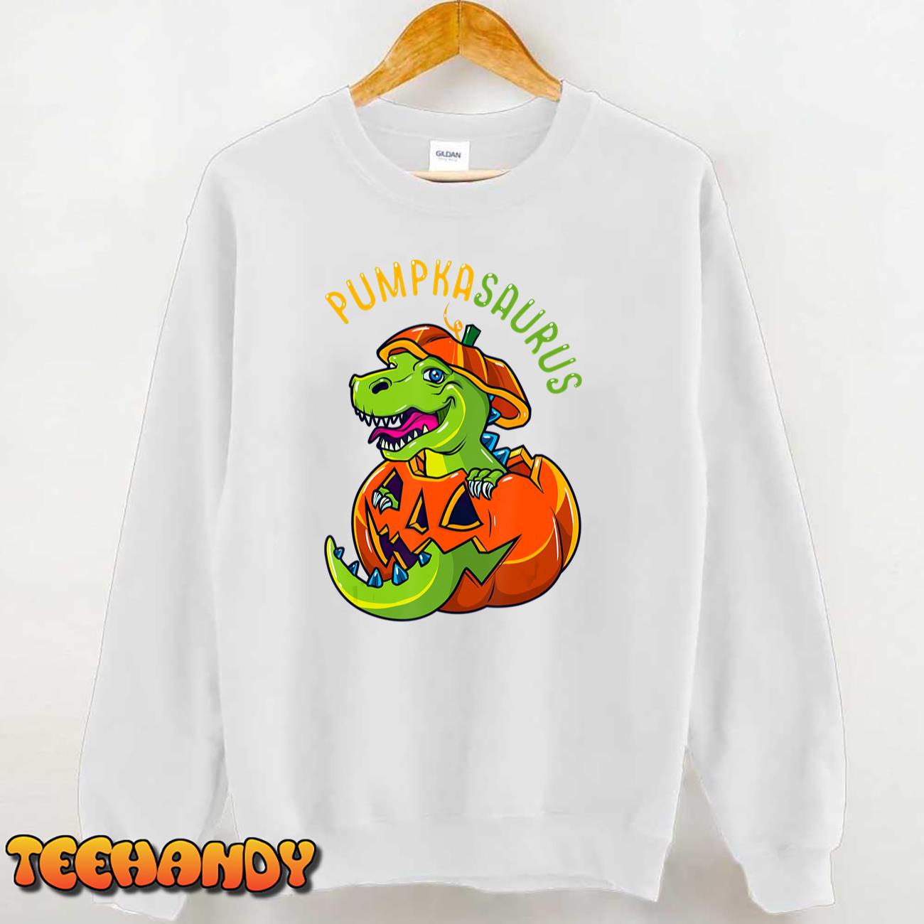 Halloween Boys Men Pumpkasaurus Dinosaur Pumpkin Funny T Rex T-Shirt