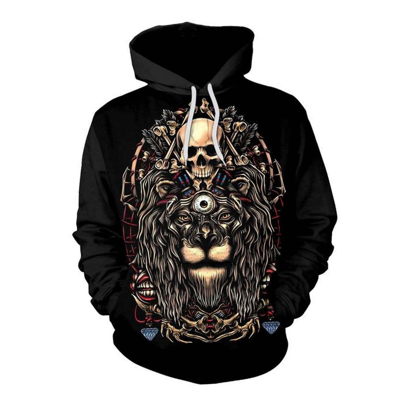 Halloween Lion And Skull Print 3D Hoodie Zipper Hoodie