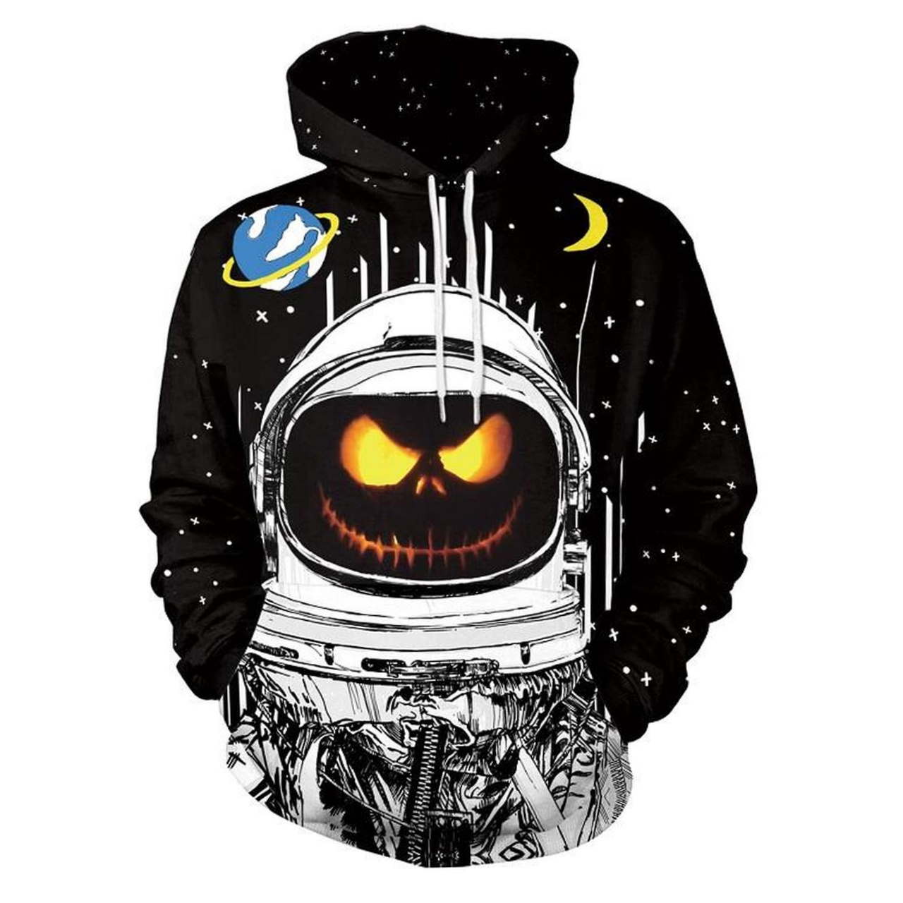 Halloween Pumpkin Lantern Astronaut Devil 3D Hoodie Zipper Hoodie