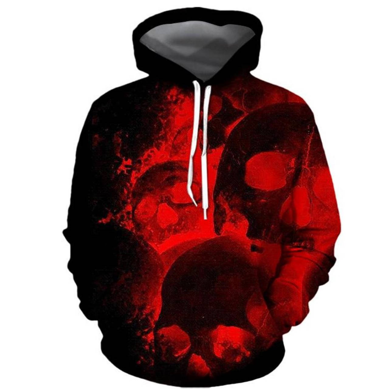 Halloween Red Skull 3D Hoodie Zipper Hoodie