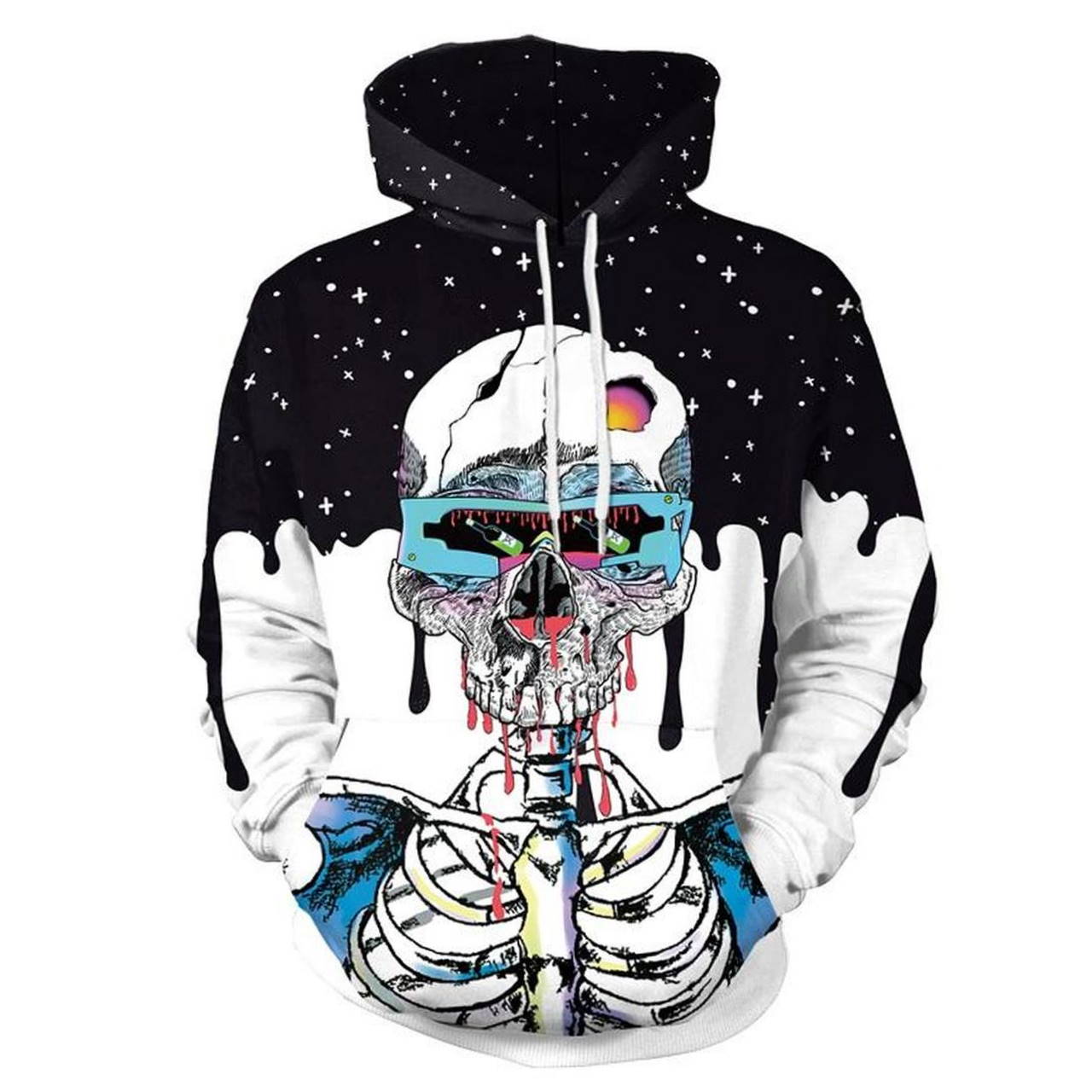 Halloween Skull And Skeleton 3D Hoodie Zipper Hoodie