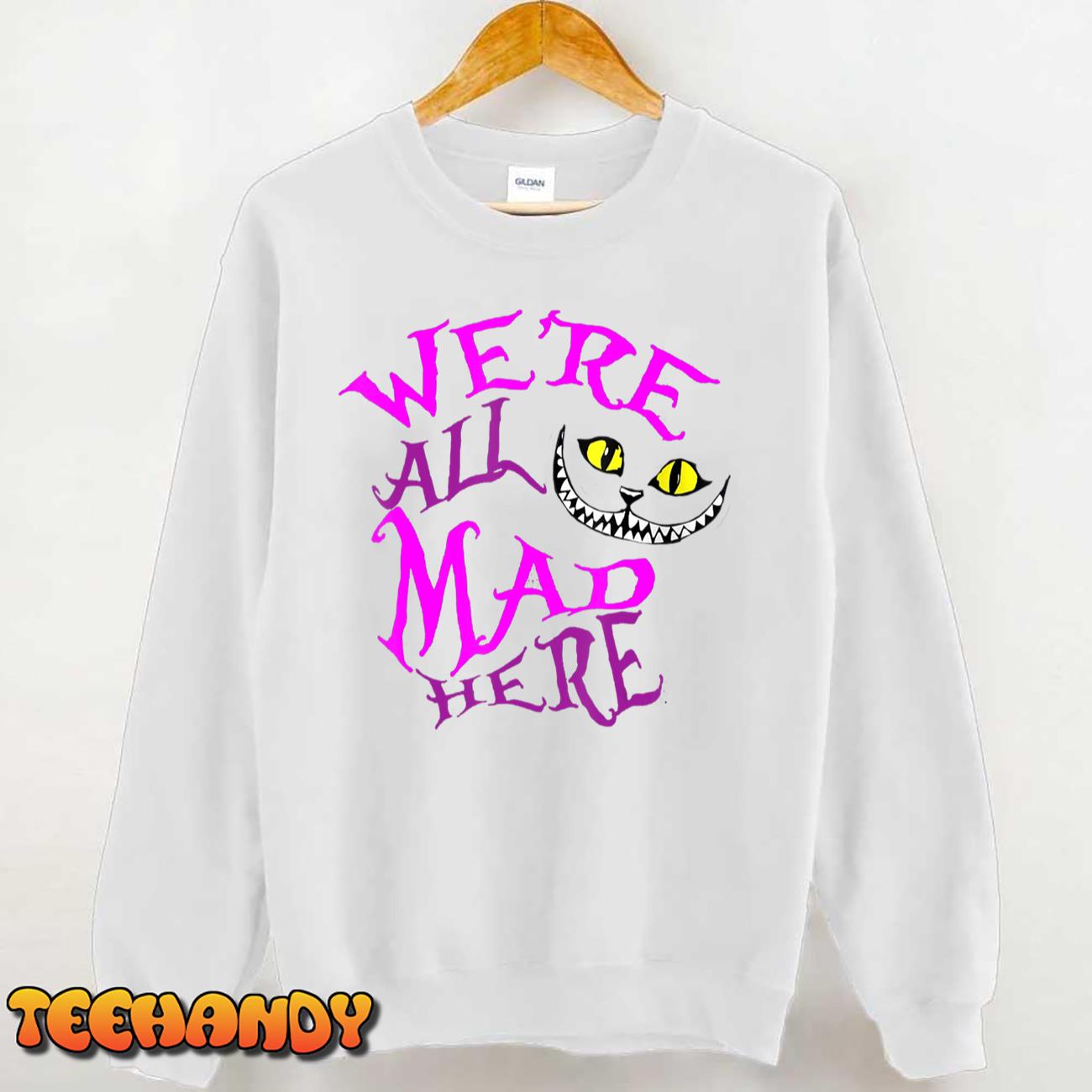 Halloween Smiling Cat Tee – We Are All Mad Here Funny Cat T-Shirt