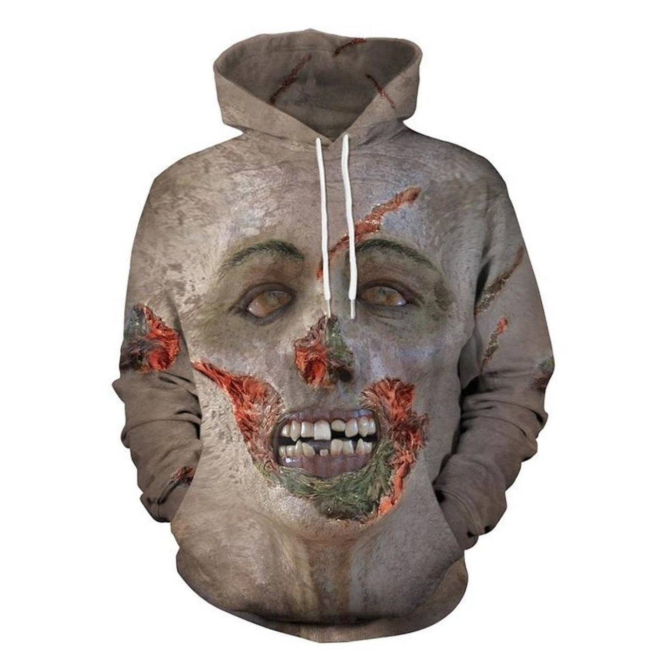 Halloween Zombie Face Print 3D Hoodie Zipper Hoodie