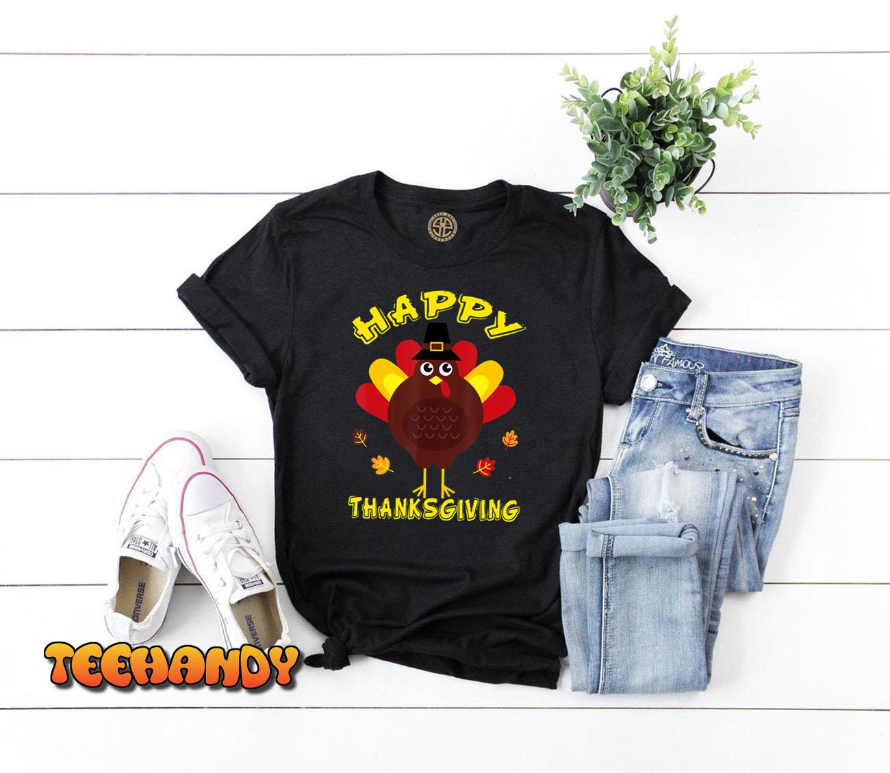 Happy Thanksgiving Day Funny Turkey Holiday Gifts Boys Girls T-Shirt