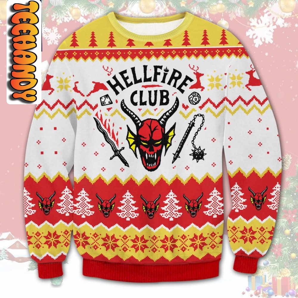 Hellfire Club in Stranger Things Ugly Christmas Sweater