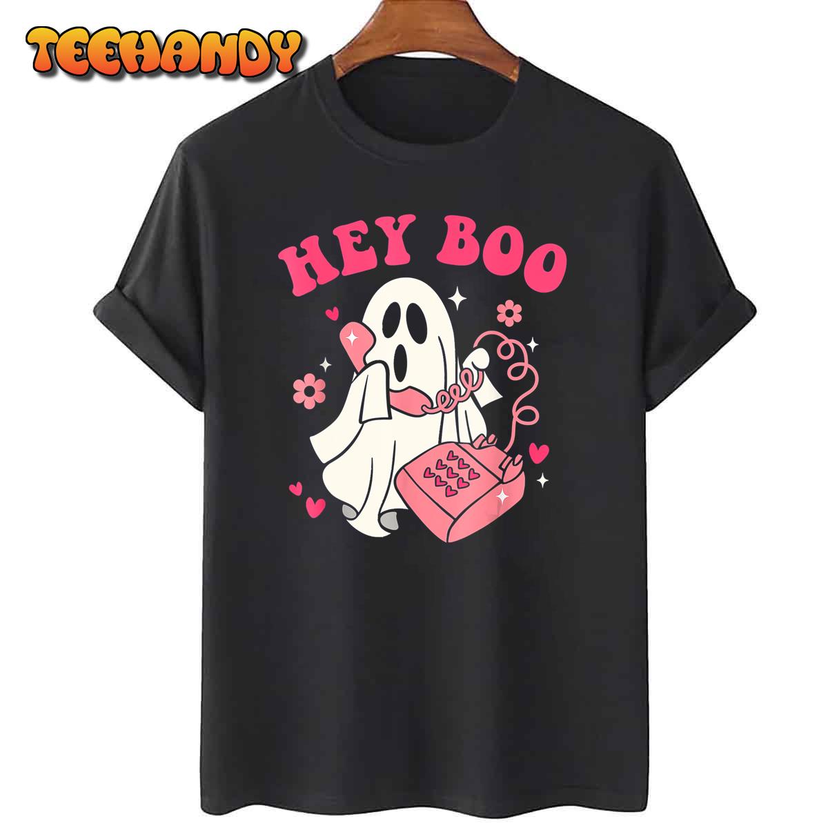 Hey Boo Funny Halloween Costume Spooky Season Scary Ghost T-Shirt