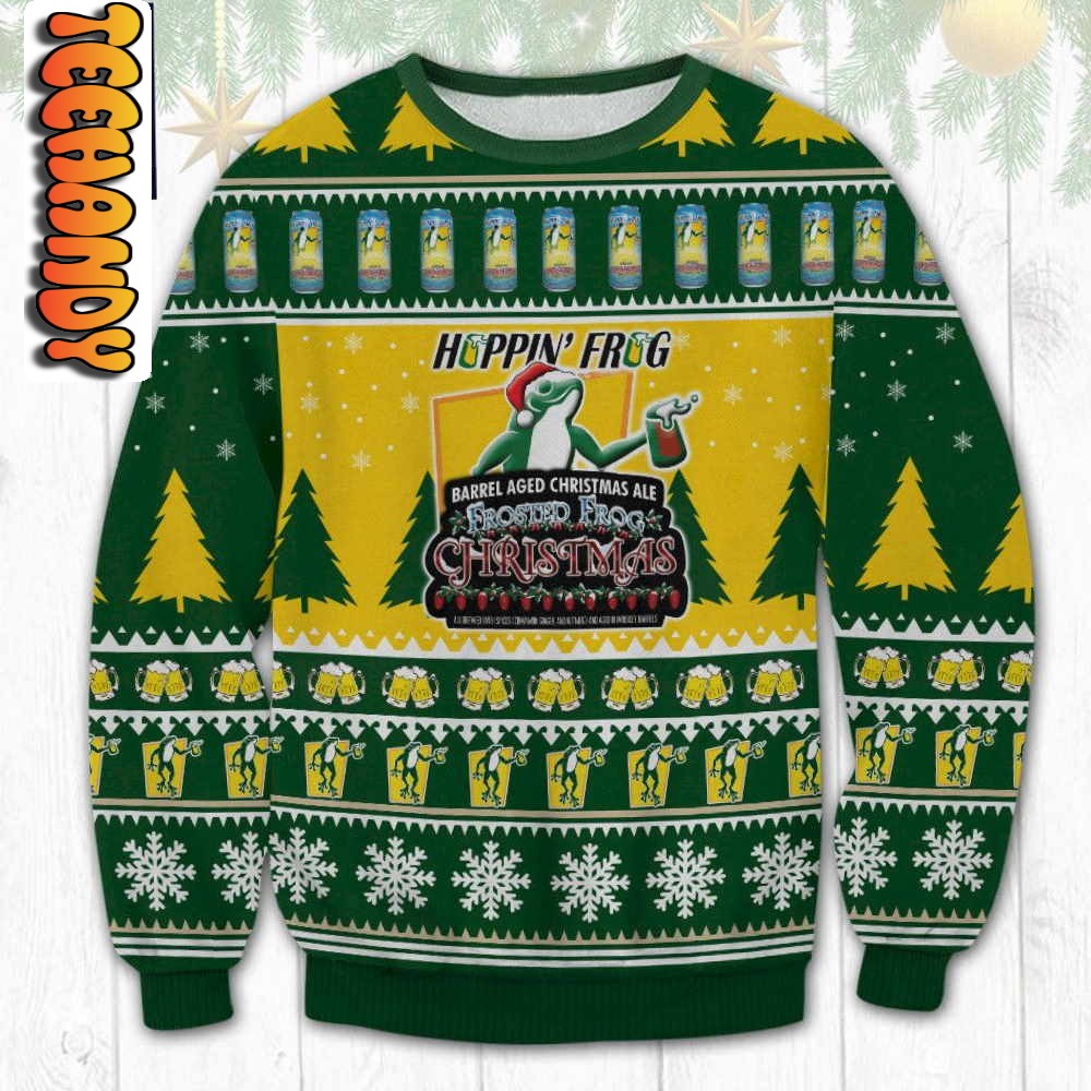 Hoppin’ Frog In Xmas Ugly Christmas Sweater