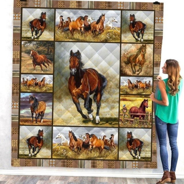 Horse Run The Show All Over Print Quilt Blanket