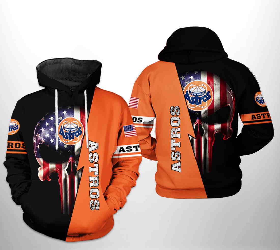 MLB Houston Astros Skull 3D Hoodie Zip Hoodie For Men And Women