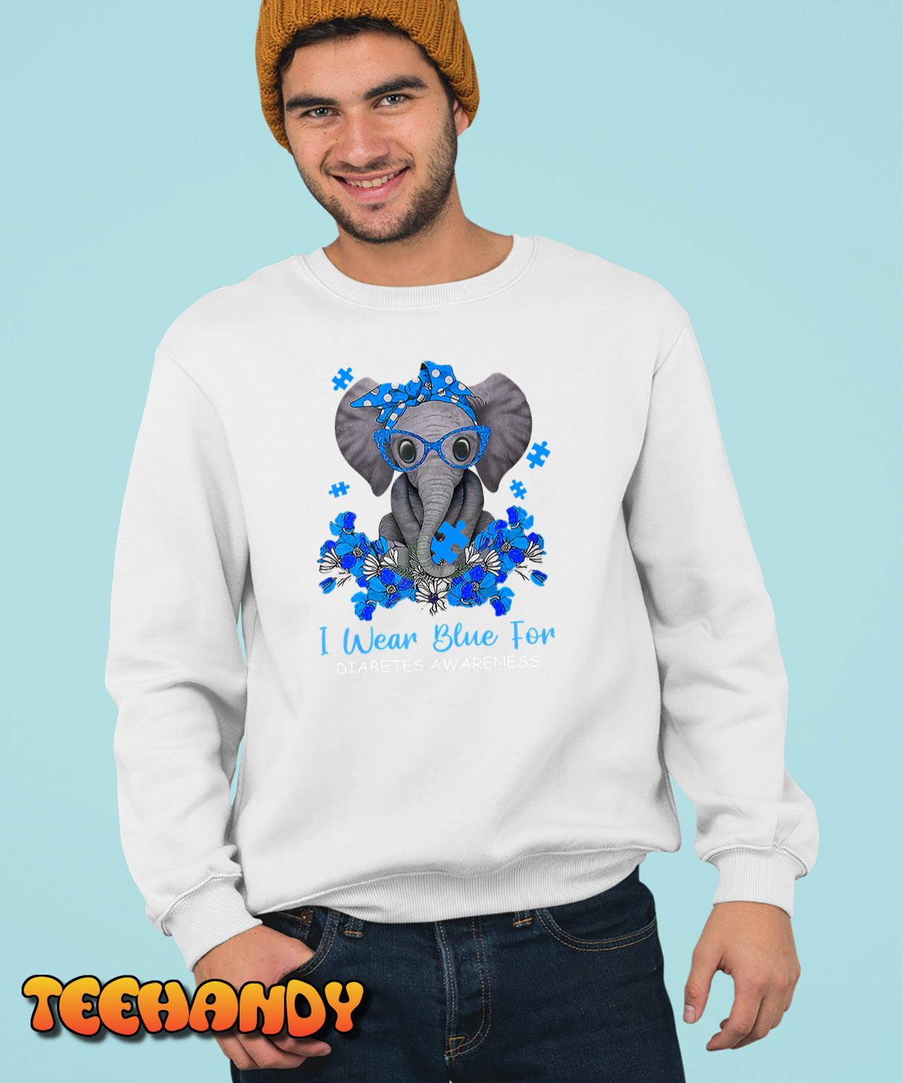 I Wear Blue For Diabetes Awareness Elephant Warrior Women T-Shirt