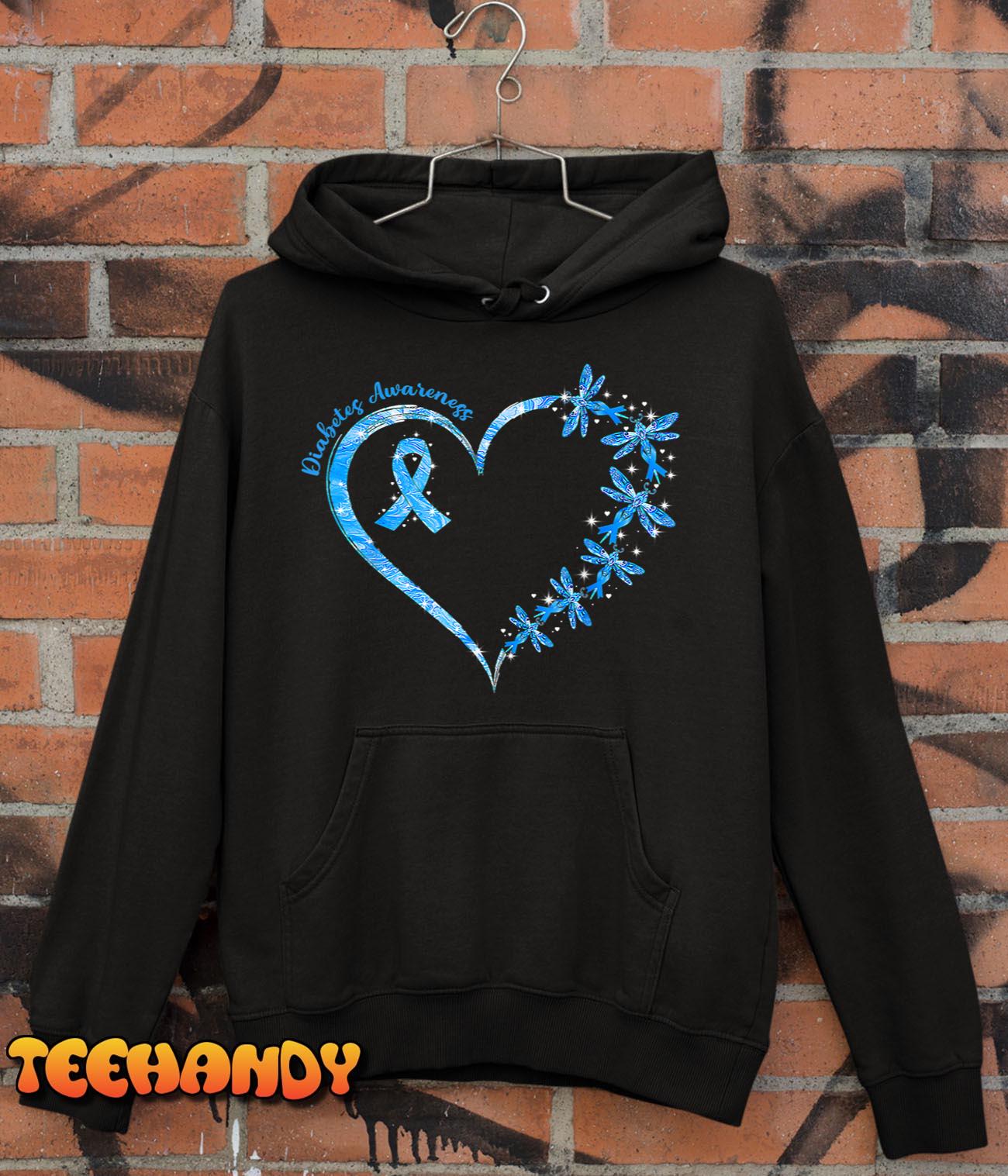 In November We Wear Blue Cure Diabetes Awareness Love Heart T-Shirt