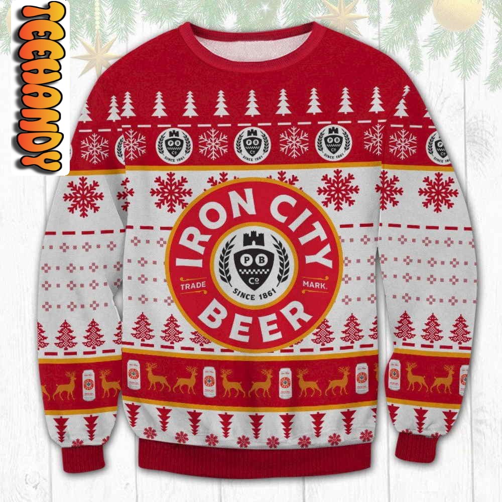 Iron City Beer In Christmas Ugly Sweater