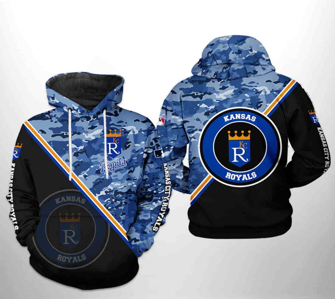 MLB Kansas City Royals Camouflage Blue Hoodie, Zip Hoodie 3D All