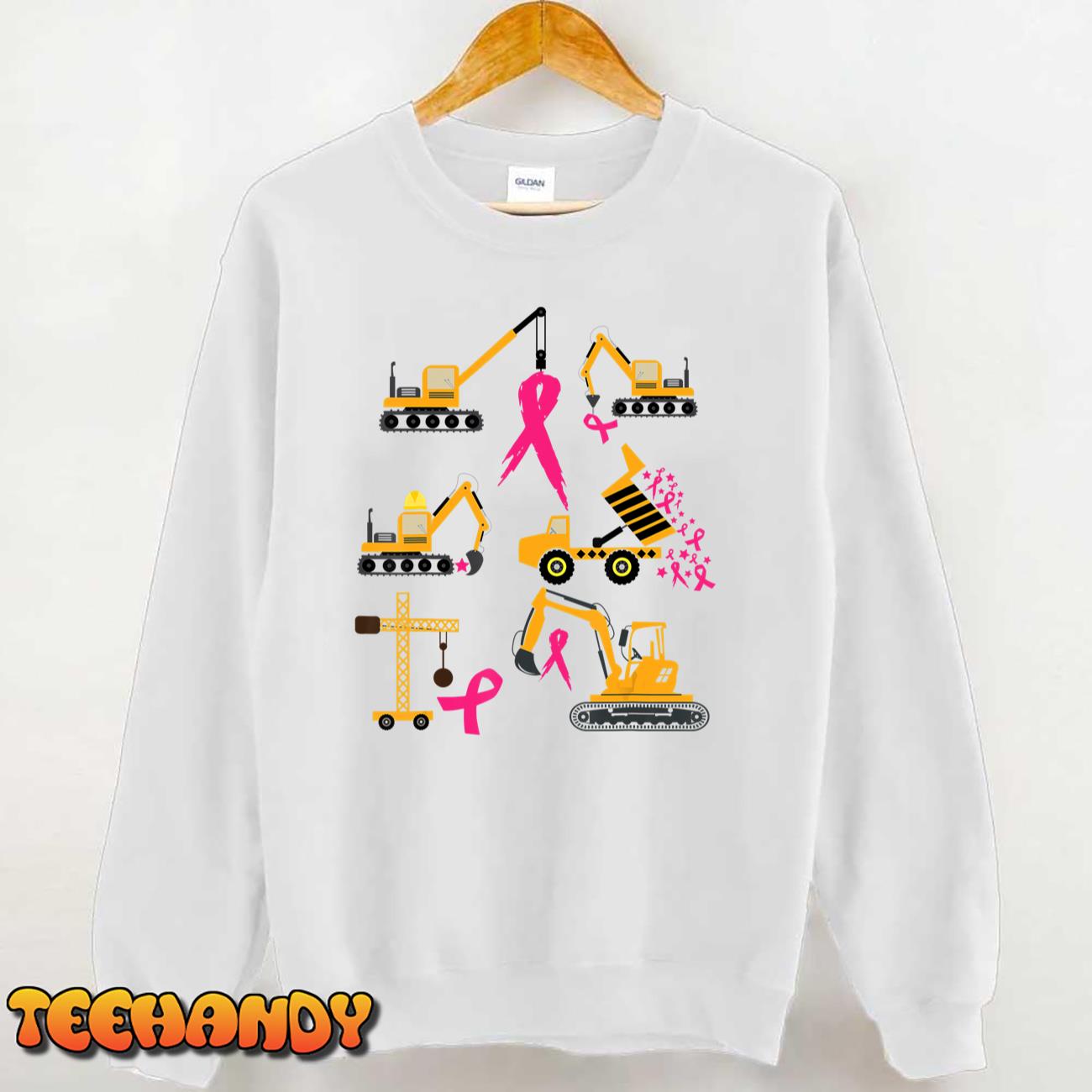 Kids Construction Truck breast cancer Survivor Pink Rbbon T-Shirt