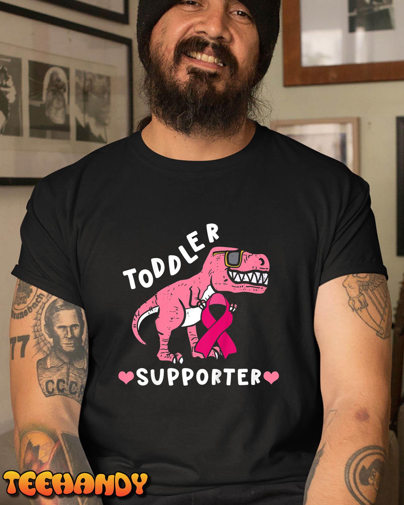 Kids Toddler Supporter Breast Cancer Awareness Boys T-Rex T-Shirt