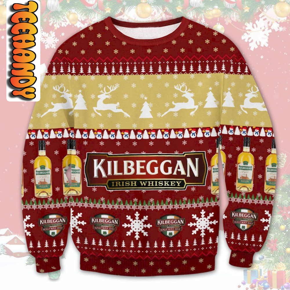 Kilbeggan Irish Whiskey Ugly Christmas Sweater