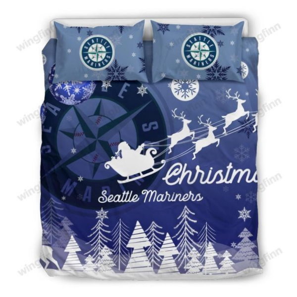 Merry Christmas Gift Seattle Mariners 3PCS Bedding Set Duvet Cover And Pillow Cases Gift For NFL Fan