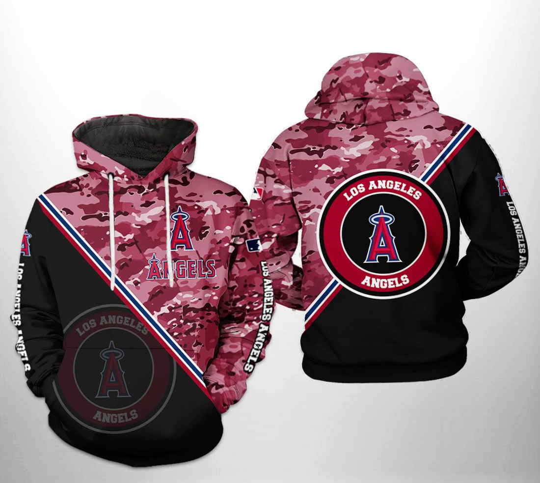 Los Angeles Angels MLB Camo Team 3D Hoodie Zipper Hoodie