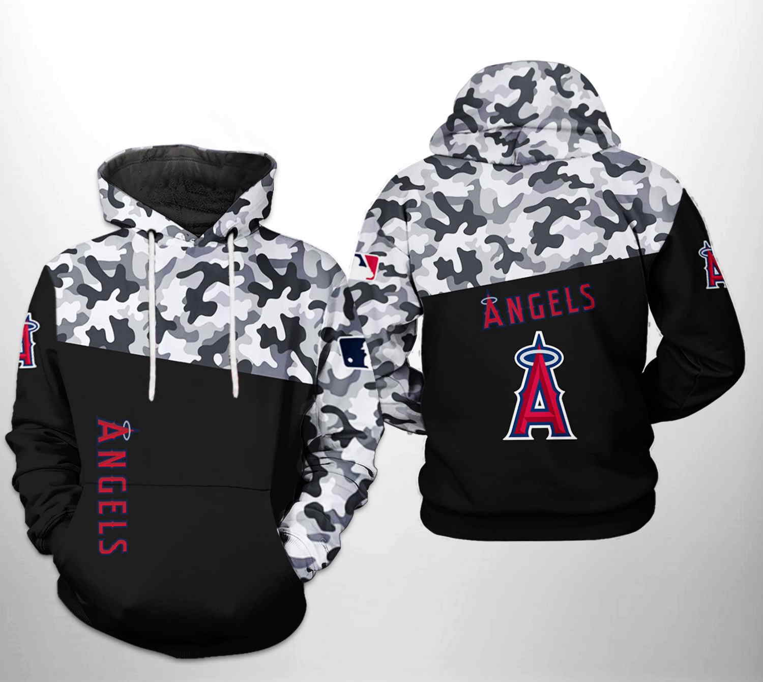 Los Angeles Angels MLB Camo Veteran 3D Hoodie Zipper Hoodie